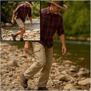 White Sierra Men's Convertible Adventure Pants XL Tan Zip Off Cargo Outdoors